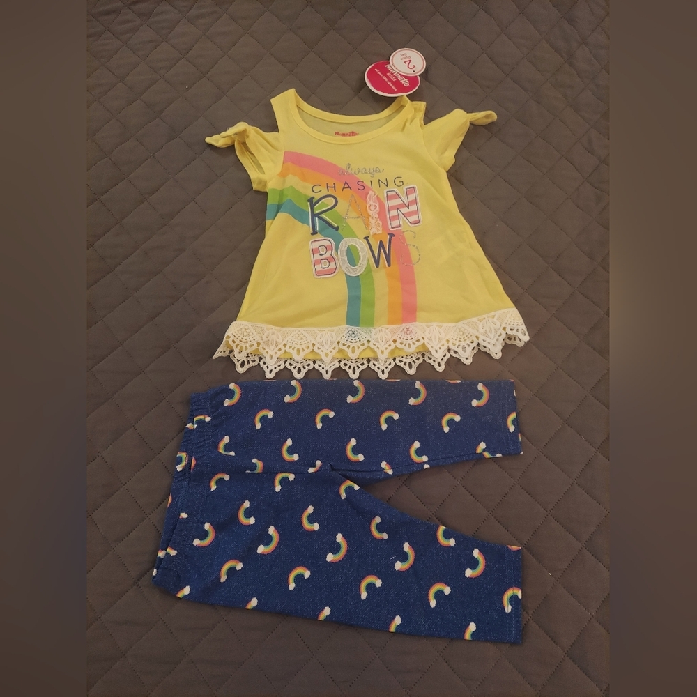 Nannette Yellow and Blue Rainbow Capri Set